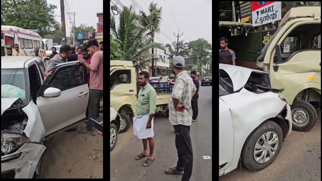 പെരിഞ്ഞനത്ത് കാറും, ഏയ്സ് പെട്ടി വണ്ടിയും കൂട്ടിയിടിച്ച് കാർ യാത്രികരായ നാല് പോലീസുകാർ ഉൾപ്പെടെ അഞ്ച് പേർക്ക് പരിക്കേറ്റു