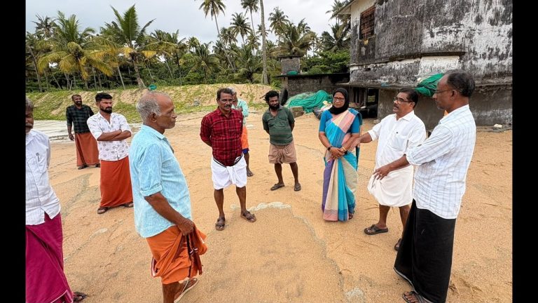എറിയാട് ശക്തമായ കടലേറ്റത്തിൽ നാല് ലക്ഷം രൂപയുടെ മത്സ്യബന്ധന വലകൾ നഷ്ടപ്പെട്ടു ;നഷ്ടപരിഹാരം ഉറപ്പാക്കാൻ അടിയന്തര ഇടപെടലുമായി കെ കെ വത്സരാജ് എംഎൽഎ