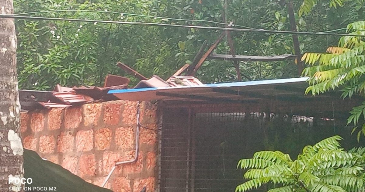 കനത്ത മഴയിൽ വീടിന്റെ മേൽക്കൂര നിലം പൊത്തി