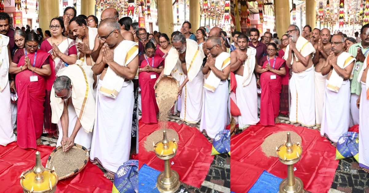 ശ്രീകുരുംബക്കാവിൽ ഭരണിനാളിൽ ഭഗവതിക്ക് നിവേദിക്കുന്ന വരിയരിപ്പായസത്തിനുള്ള വരിനെല്ലെത്തി..